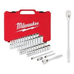 Milwaukee 1/4 in. Drive SAE/Metric Ratchet and Socket Mechanics Tool Set with 1/4 in. Drive 9 in. Extended Ratchet (51-Piece)