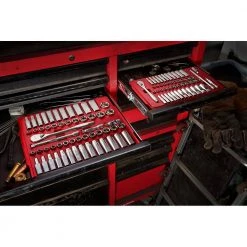 Milwaukee 1/4 in. Drive SAE/Metric Ratchet and Socket Mechanics Tool Set with 1/4 in. Drive 9 in. Extended Ratchet (51-Piece) -Hand Tools Sales Store milwaukee ratchet socket sets 48 22 9004 48 22 9005 d4 1000