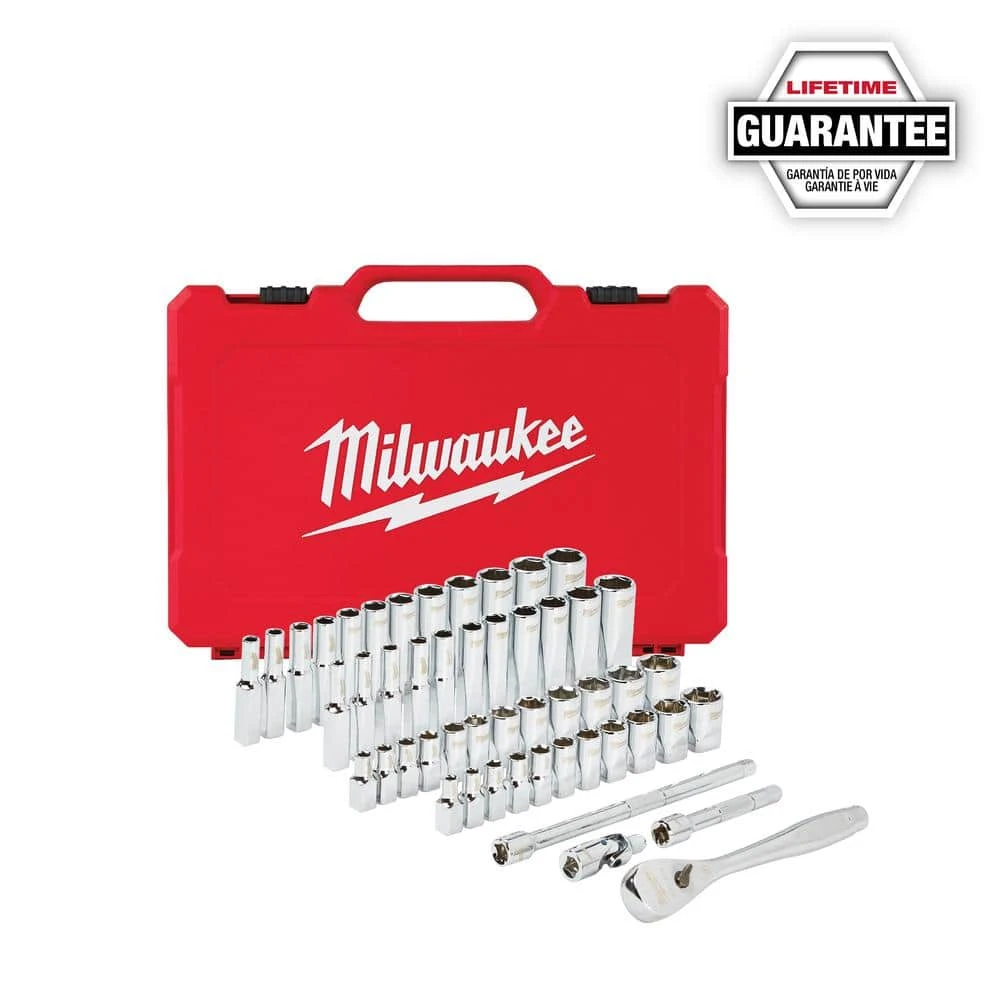 Milwaukee 1/4 in. Drive SAE/Metric Ratchet and Socket Mechanics Tool Set with 1/4 in. Drive 3 in. Stubby Ratchet (51-Piece) 15 Milwaukee 1/4 in. Drive SAE/Metric Ratchet and Socket Mechanics Tool Set with 1/4 in. Drive 3 in. Stubby Ratchet (51-Piece) - Image 15