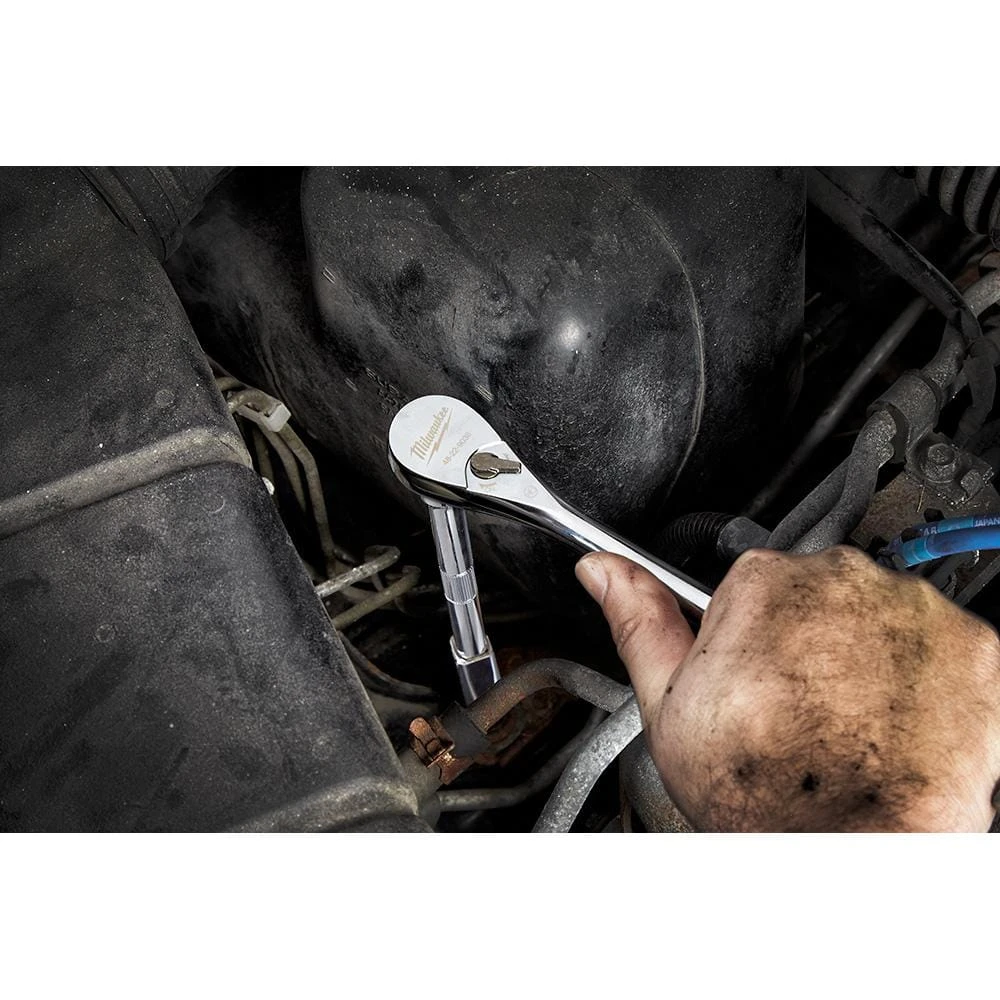 Milwaukee 1/4 in. Drive SAE/Metric Ratchet and Socket Mechanics Tool Set with 1/4 in. Drive 3 in. Stubby Ratchet (51-Piece) 11 Milwaukee 1/4 in. Drive SAE/Metric Ratchet and Socket Mechanics Tool Set with 1/4 in. Drive 3 in. Stubby Ratchet (51-Piece) - Image 11