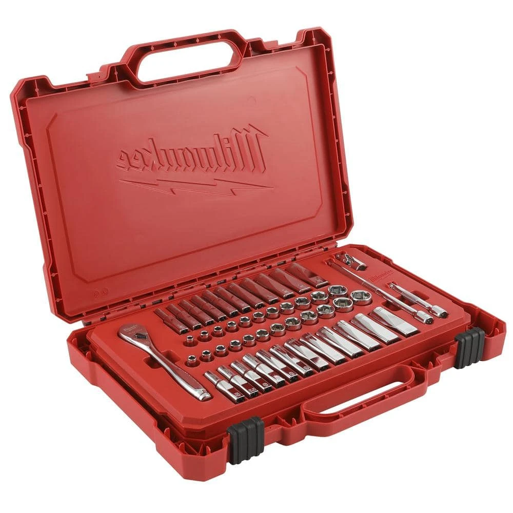 Milwaukee 1/4 in. Drive SAE/Metric Ratchet and Socket Mechanics Tool Set with 1/4 in. Drive 3 in. Stubby Ratchet (51-Piece) 6 Milwaukee 1/4 in. Drive SAE/Metric Ratchet and Socket Mechanics Tool Set with 1/4 in. Drive 3 in. Stubby Ratchet (51-Piece) - Image 6