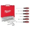 Milwaukee 3/8 in. Drive SAE/Metric Ratchet and Socket Mechanics Tool Set (56 piece) & Screwdriver Set (6 piece)