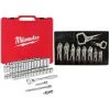 Milwaukee 3/8 in. Drive SAE/Metric Ratchet and Socket Mechanics Tool Set with Torque Lock Locking Pliers Kit (66-Piece)