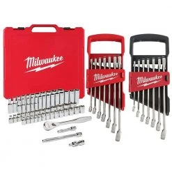 Milwaukee 3/8 in. Drive SAE/Metric Ratchet and Socket Mechanics Tool Set with SAE/Metric Combination Wrenches (70-Piece)