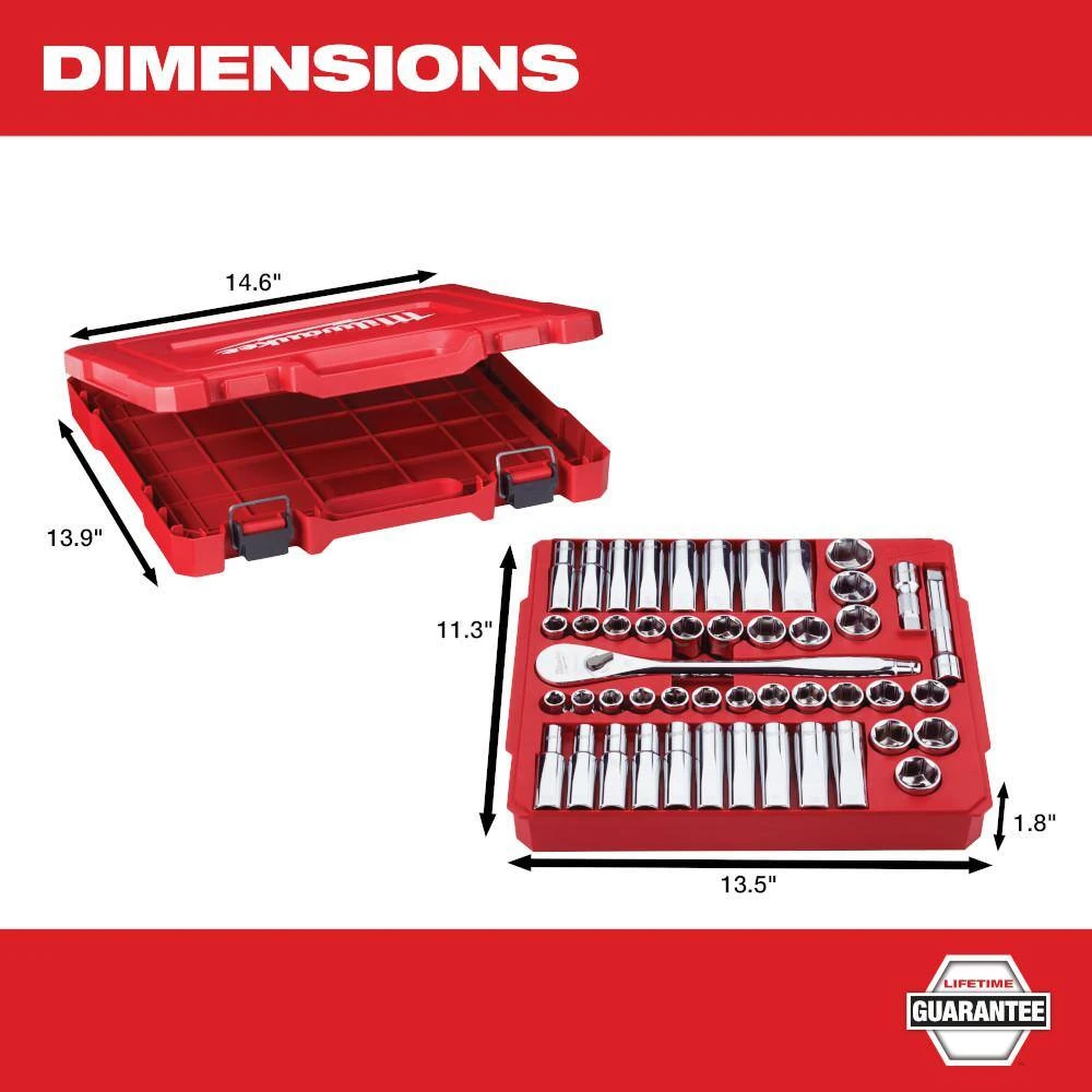 Milwaukee 1/2 in. Drive SAE/Metric Ratchet and Socket Mechanics Tool Set with Screwdriver Set (55-Piece) 7 Milwaukee 1/2 in. Drive SAE/Metric Ratchet and Socket Mechanics Tool Set with Screwdriver Set (55-Piece) - Image 7