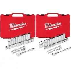 Milwaukee 3/8 in. Drive SAE/Metric Ratchet and Socket Mechanics Tool Set (60-Piece)