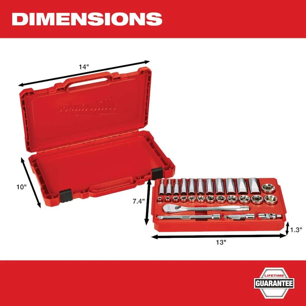 Milwaukee 3/8 in. Drive SAE Ratchet and Socket Mechanics Tool Set (28-Piece) 4 Milwaukee 3/8 in. Drive SAE Ratchet and Socket Mechanics Tool Set (28-Piece) - Image 4