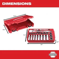 Milwaukee 1/2 in. Drive SAE Ratchet and Socket Mechanics Tool Set (22-Piece) -Hand Tools Sales Store milwaukee ratchet socket sets 48 22 9410 a0 1000
