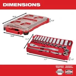 Milwaukee 3/8 in. Drive SAE Ratchet and Socket Mechanics Tool Set with Packout Case (28-Piece) and Screwdriver Set (8-Piece) -Hand Tools Sales Store milwaukee ratchet socket sets 48 22 9481 48 22 2718 66 1000