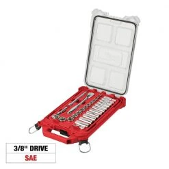 Milwaukee 3/8 in. Drive SAE Ratchet and Socket Mechanics Tool Set with Packout Case (28-Piece)