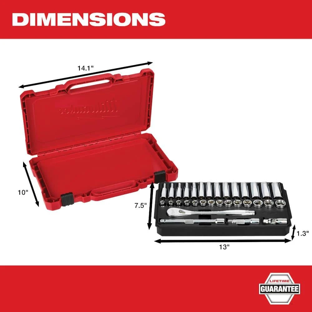 Milwaukee 3/8 in. Drive Metric Ratchet and Socket Mechanics Tool Set (32-Piece) 4 Milwaukee 3/8 in. Drive Metric Ratchet and Socket Mechanics Tool Set (32-Piece) - Image 4