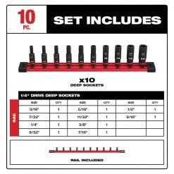 Milwaukee SHOCKWAVE 1/4 in. Drive SAE Deep Well 6 Point Impact Socket Set (10-Piece) -Hand Tools Sales Store milwaukee ratchet socket sets 49 66 7001 40 1000