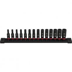Milwaukee SHOCKWAVE 1/4 in. Drive Metric Deep Well 6 Point Impact Socket Set (14-Piece)