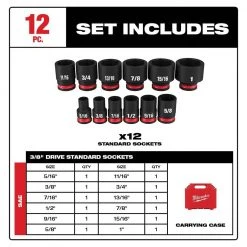 Milwaukee SHOCKWAVE 3/8 in. Drive SAE 6 Point Impact Socket Set (12-Piece) 11 Milwaukee SHOCKWAVE 3/8 in. Drive SAE 6 Point Impact Socket Set (12-Piece) -Hand Tools Sales Store milwaukee ratchet socket sets 49 66 7005 40 1000