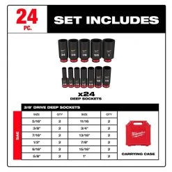 Milwaukee SHOCKWAVE 3/8 in. Drive Deep Well 6-Point Impact Socket Set (24-Piece) -Hand Tools Sales Store milwaukee ratchet socket sets 49 66 7006 49 66 7006 40 1000
