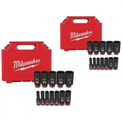 Milwaukee SHOCKWAVE 3/8 in. Drive Deep Well 6-Point Impact Socket Set (24-Piece)