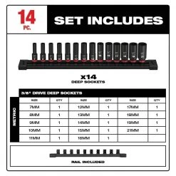 Milwaukee SHOCKWAVE 3/8 in. Drive Metric Deep Well 6 Point Impact Socket Set (14-Piece) 10 Milwaukee SHOCKWAVE 3/8 in. Drive Metric Deep Well 6 Point Impact Socket Set (14-Piece) -Hand Tools Sales Store milwaukee ratchet socket sets 49 66 7008 40 1000