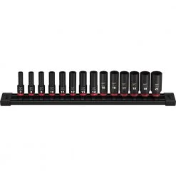 Milwaukee SHOCKWAVE 3/8 in. Drive Metric Deep Well 6 Point Impact Socket Set (14-Piece)