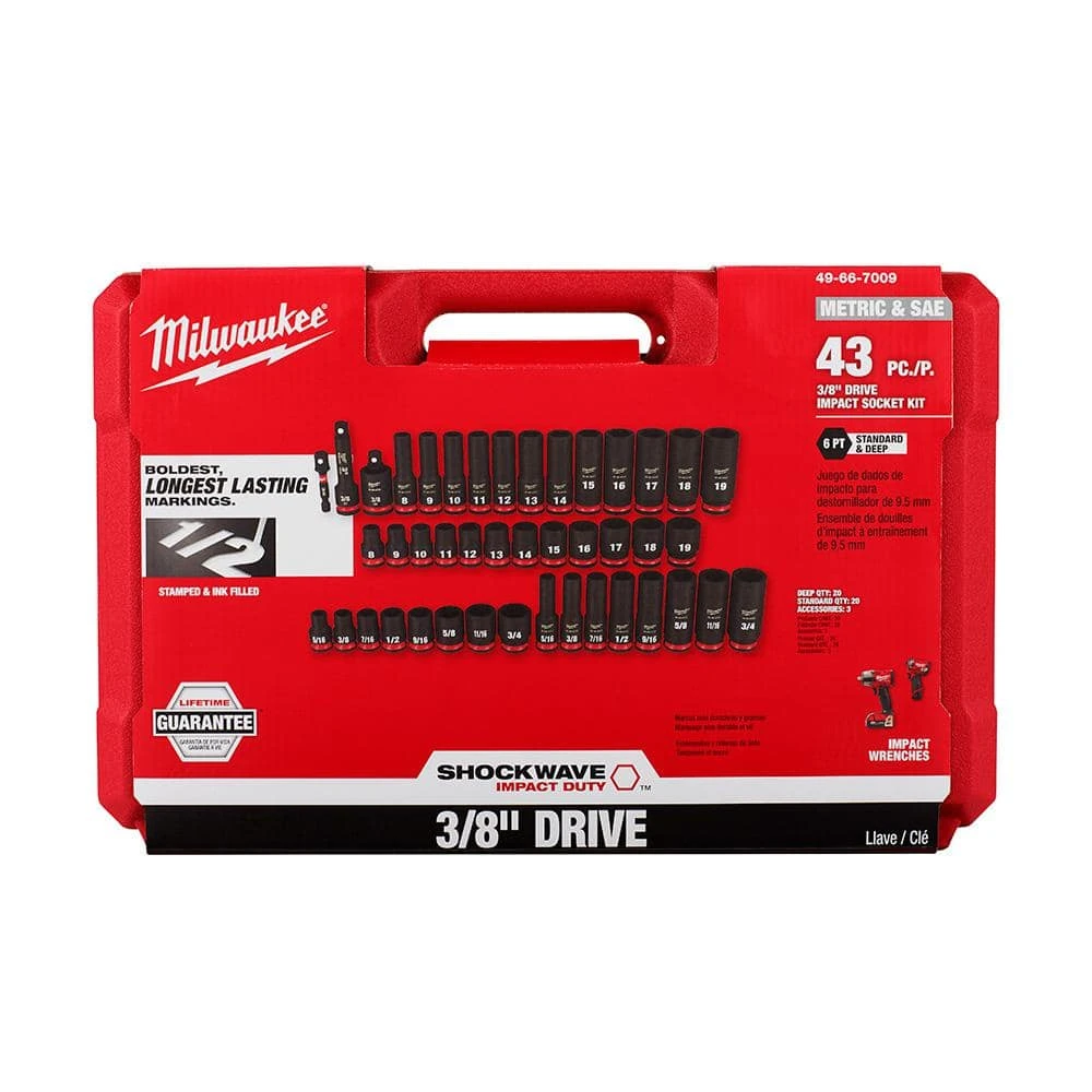 Milwaukee SHOCKWAVE 3/8 in. Drive SAE and Metric 6 Point Impact Socket Set (86-Piece) 7 Milwaukee SHOCKWAVE 3/8 in. Drive SAE and Metric 6 Point Impact Socket Set (86-Piece) - Image 7