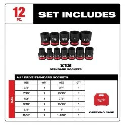 Milwaukee SHOCKWAVE 1/2 in. Drive SAE 6 Point Impact Socket Set (12-Piece) -Hand Tools Sales Store milwaukee ratchet socket sets 49 66 7010 40 1000