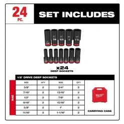 Milwaukee SHOCKWAVE 1/2 in. Drive SAE Deep Well Impact Socket Set (24-Piece) -Hand Tools Sales Store milwaukee ratchet socket sets 49 66 7011 49 66 7011 40 1000