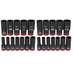 Milwaukee SHOCKWAVE 1/2 in. Drive SAE Deep Well Impact Socket Set (24-Piece)