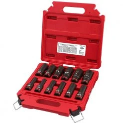 Milwaukee SHOCKWAVE 1/2 in. Drive SAE Deep Well Impact Socket Set (12-Piece) -Hand Tools Sales Store milwaukee ratchet socket sets 49 66 7011 4f 1000