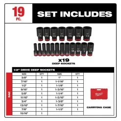 Milwaukee SHOCKWAVE 1/2 in. Drive SAE 6 Point Impact Socket Set (19-Piece) with 3/8 in. SAE/Metric Impact Socket Set (43-Piece) -Hand Tools Sales Store milwaukee ratchet socket sets 49 66 7012 49 66 7009 40 1000