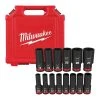 Milwaukee SHOCKWAVE 1/2 in. Drive Metric Deep Well 6 Point Impact Socket Set (14-Piece)
