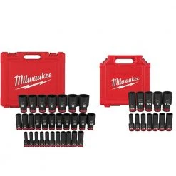 Milwaukee SHOCKWAVE 1/2 in. Drive Metric/SAE 6 Point Impact Socket Set (41-Piece)