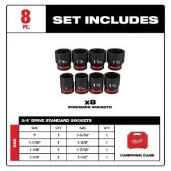 Milwaukee SHOCKWAVE 3/4 in. Drive SAE 6 Point Impact Socket Set (8-Piece) -Hand Tools Sales Store milwaukee ratchet socket sets 49 66 7017 40 1000