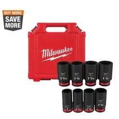 Milwaukee SHOCKWAVE 3/4 in. Drive SAE Deep Well Impact 6 Point Impact Socket Set (8-Piece)