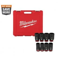 Milwaukee SHOCKWAVE 3/4 in. Drive Metric Deep Well 6 Point Impact Socket Set (8-Piece)