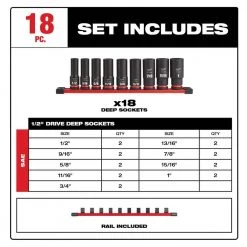 Milwaukee SHOCKWAVE Impact Duty 1/2 in. Drive SAE Deep Well Impact Socket Set (18-Piece) -Hand Tools Sales Store milwaukee ratchet socket sets 49 66 7022 49 66 7022 40 1000