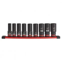 Milwaukee SHOCKWAVE Impact Duty 1/2 in. Drive SAE Deep Well Impact Socket Set (9-Piece)