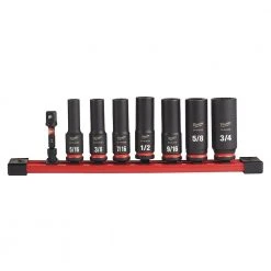 Milwaukee SHOCKWAVE Impact Duty 3/8 in. SAE Deep Impact Rated Socket Set (8-Piece)