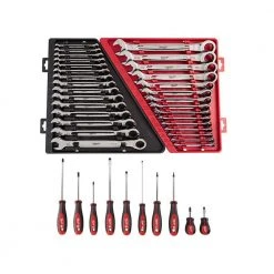 Milwaukee SAE/Metric Combination Ratcheting Wrench Mechanics Tool Set with Screwdriver Set (40-Piece)