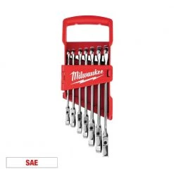 Milwaukee 144-Position Flex-Head Ratcheting Combination Wrench Set SAE (7-Piece)