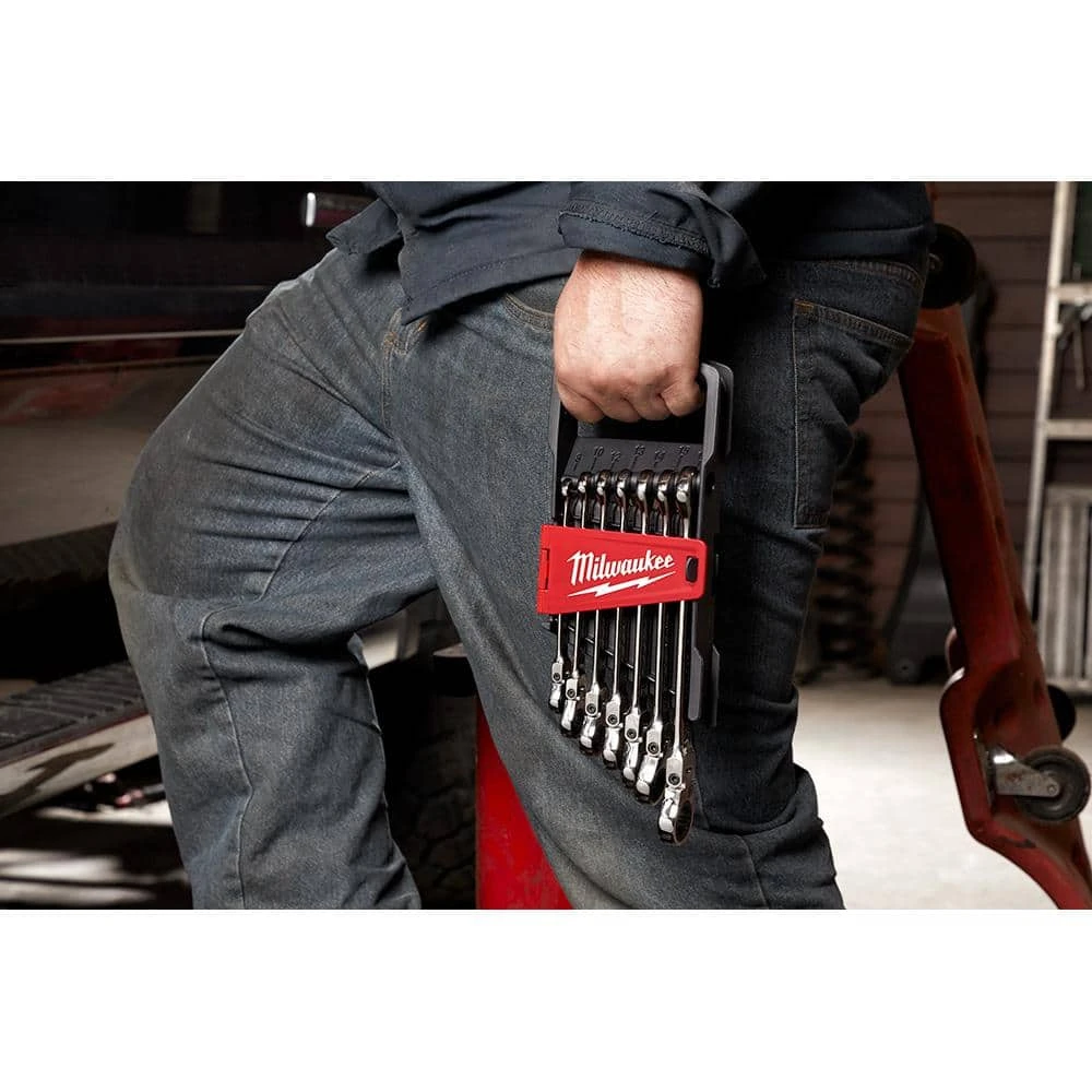 Milwaukee 144-Position Flex-Head Ratcheting Combination Wrench Set Metric (7-Piece) 9 Milwaukee 144-Position Flex-Head Ratcheting Combination Wrench Set Metric (7-Piece) - Image 9