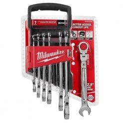 Milwaukee 144-Position Flex-Head Ratcheting Combination Wrench Set Metric with Screwdriver Set (17-Piece) -Hand Tools Sales Store milwaukee ratcheting wrenches 48 22 9529 48 22 2710 66 1000