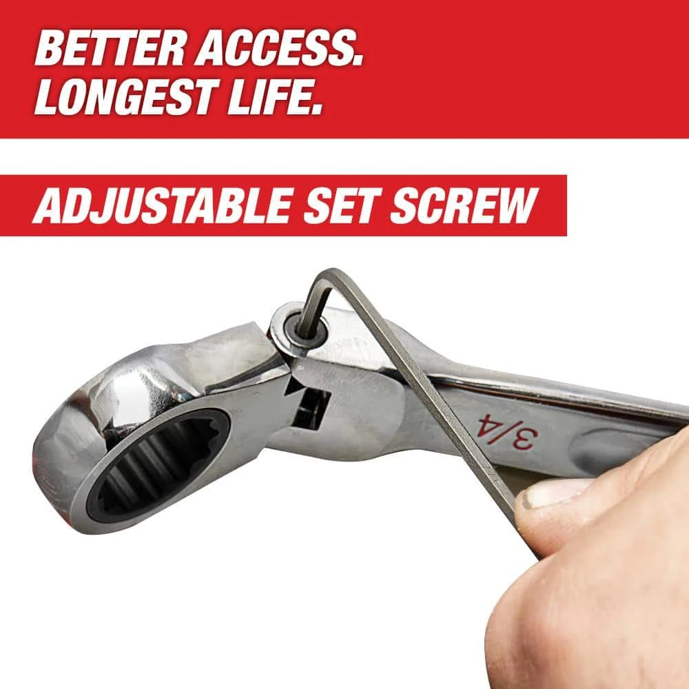 Milwaukee 144-Position Flex-Head Ratcheting Combination Wrench Set Metric (7-Piece) 6 Milwaukee 144-Position Flex-Head Ratcheting Combination Wrench Set Metric (7-Piece) - Image 6