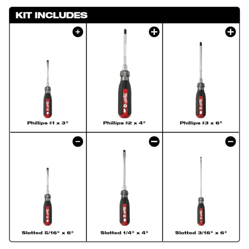 Milwaukee Cushion Grip Screwdriver Set with 7.75 in. Combination Electrician's 6-in-1 Wire Strippers Pliers (7-Piece) 4 Milwaukee Cushion Grip Screwdriver Set with 7.75 in. Combination Electrician's 6-in-1 Wire Strippers Pliers (7-Piece) - Image 4