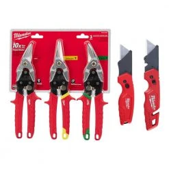 Milwaukee Left, Right and Straight Aviation Snips with Utility Knife's (5-Pack)