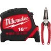 Milwaukee 16 ft. x 1.3 in. Wide Blade Tape Measure with 6-in-1 Wire Stripper Pliers