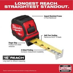 Milwaukee 16 ft. x 1.3 in. Wide Blade Tape Measure with 6-in-1 Wire Stripper Pliers -Hand Tools Sales Store milwaukee tape measures 48 22 0216 48 22 3079 e1 1000