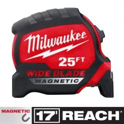 Milwaukee 25 ft. x 1-5/16 in. Wide Blade Magnetic Tape Measure with 17 ft. Reach