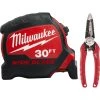 Milwaukee 30 ft. x 1.3 in. Wide Blade Tape Measure with 6-in-1 Wire Stripper Pliers