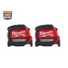 Milwaukee 25 ft. x 1-1/16 in. Compact Magnetic Tape Measure with 15 ft. Reach (2-Pack)