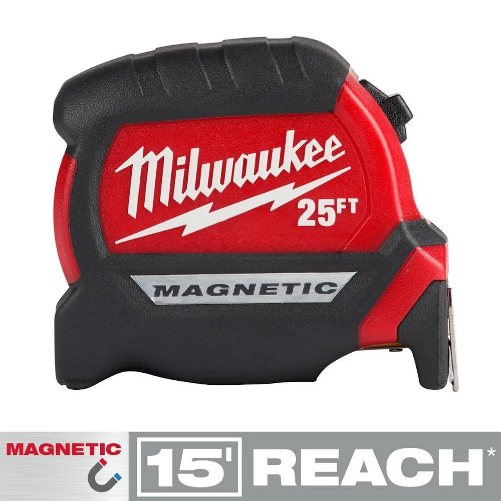 Milwaukee 25 ft. x 1-1/16 in. Compact Magnetic Tape Measure with 15 ft. Reach (2-Pack) 4 Milwaukee 25 ft. x 1-1/16 in. Compact Magnetic Tape Measure with 15 ft. Reach (2-Pack) - Image 4