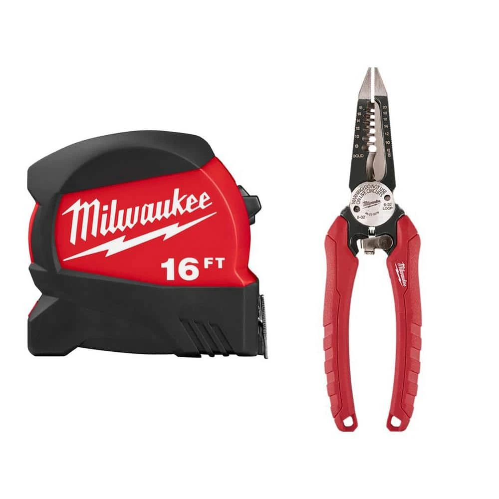 Milwaukee 16 ft. x 1.2 in. Compact Wide Blade Tape Measure with 6-in-1 Wire Pliers 1 Milwaukee 16 ft. x 1.2 in. Compact Wide Blade Tape Measure with 6-in-1 Wire Pliers